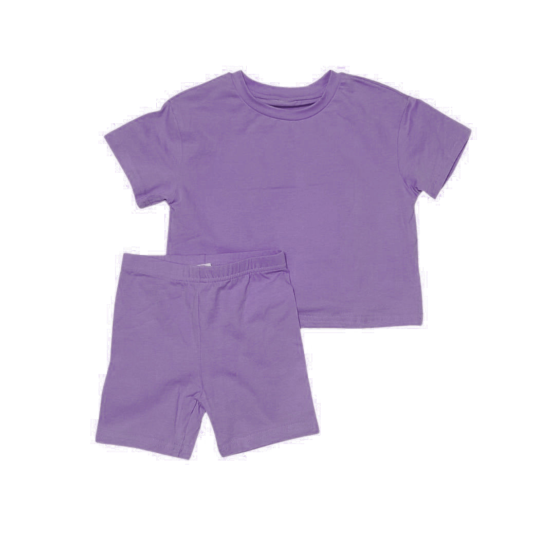 lavender biker short set