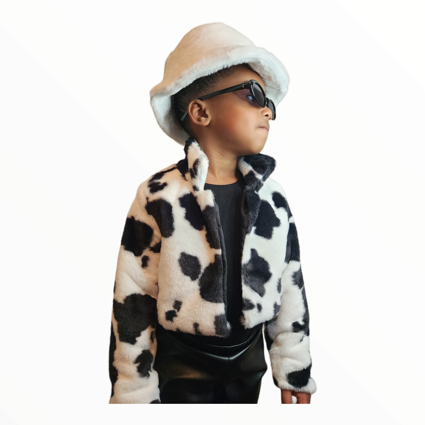 COW PRINT CROPPED JACKET - LNDKIDS