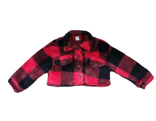 Plaid Teddy Crop Jacket - LNDKIDS