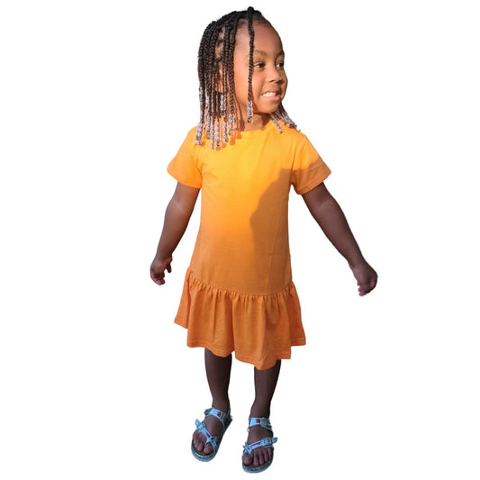 Ruffle Hem Dress- Orange - LNDKIDS