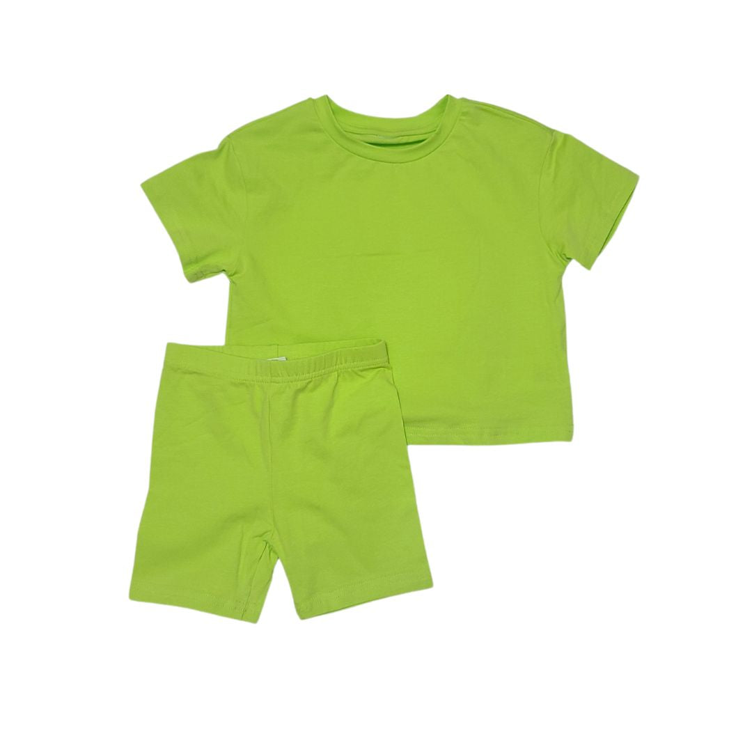 Biker Short Set- Lime Green - LNDKIDS