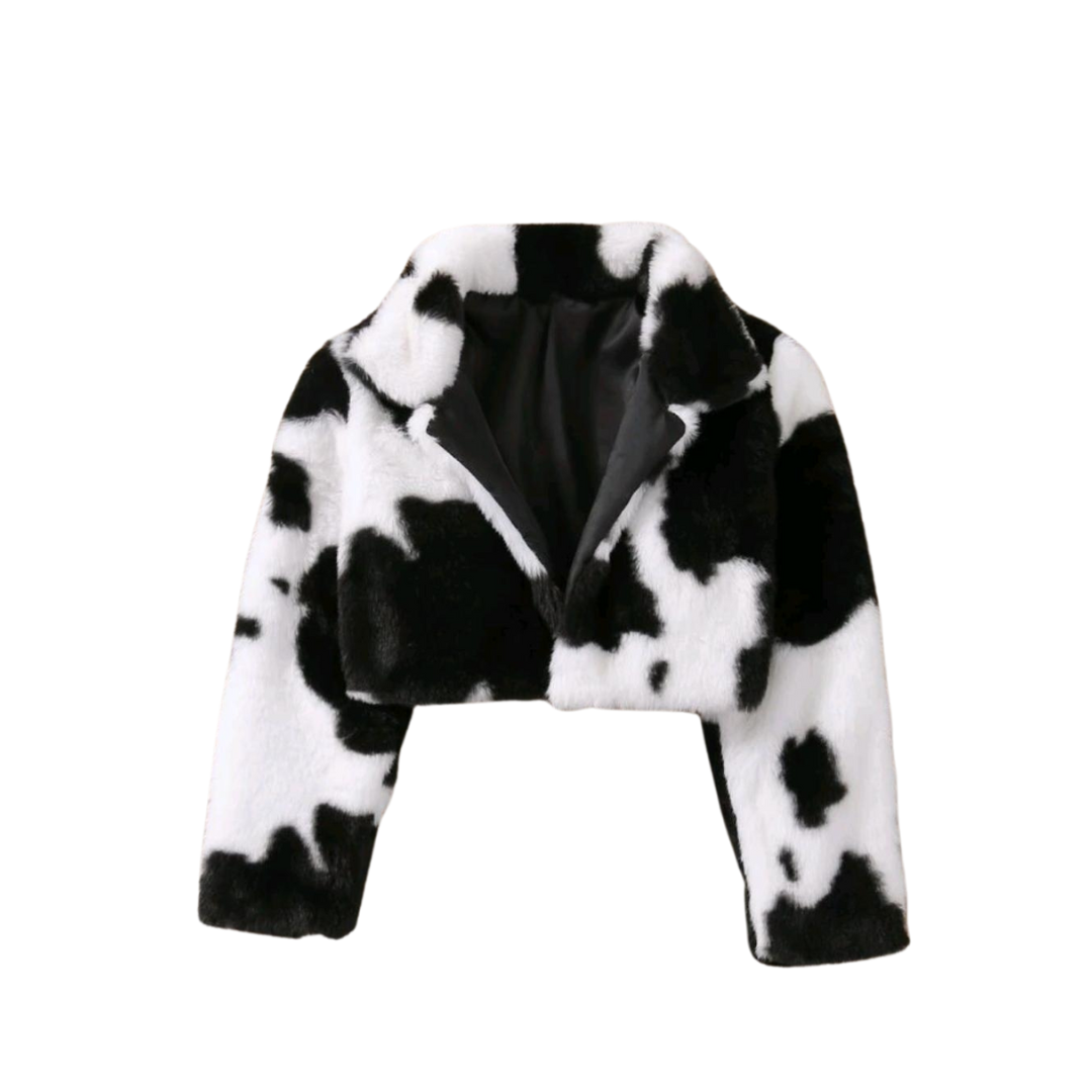 COW PRINT CROPPED JACKET - LNDKIDS