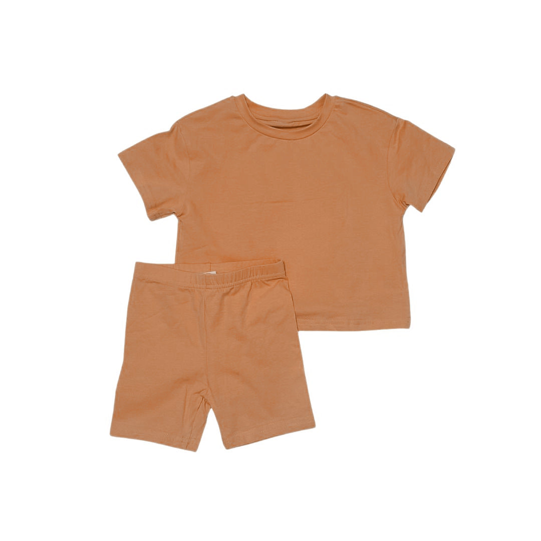 Biker Short Set- Orange - LNDKIDS